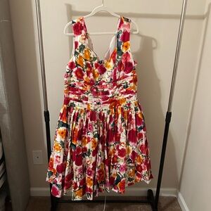 Unique Vintage Kids Dress - Red and Pink Floral
